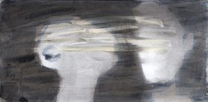 Serie: zu zweit, 2009, Graphit/Acryl/Kohle/Schellack auf MDF, 10,5 x 21 cm