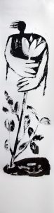 mit Blume, 2011, Öl auf Transparentpapier, ca. 260 x 66 cm