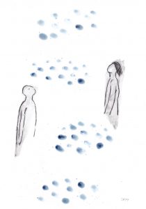 Träumer, 2014, Wachs/Kohle/Graphit auf Papier, 30 x 21 cm