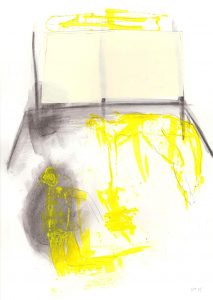 Gespenster 1, 2015, Acryl/Kohle/Graphit auf Papier, 30 x 21 cm