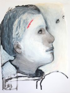 Die verwundete Frau, 2016, Öl auf transparenter Folie, 120 x 90 cm